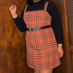 Plaid Overall Dress